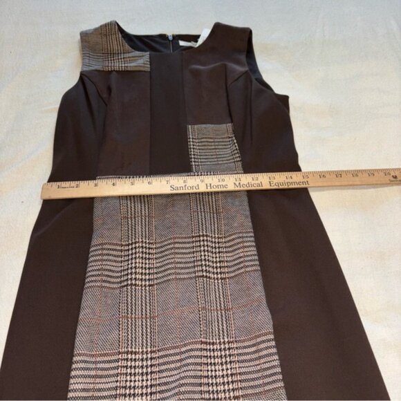 Calvin Klein 2Pc Brown & Plaid Faux Suede Dress,  Matching Duster Sz8 NWT Career - Picture 9 of 12